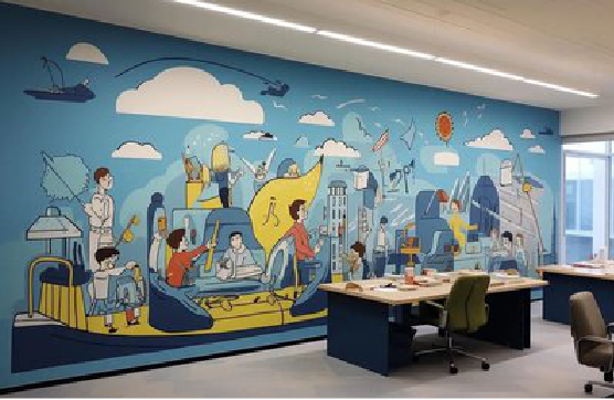  九龙办公室墙绘的特点。