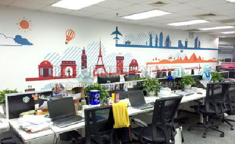  九龙教你设计办公室墙绘的方法。