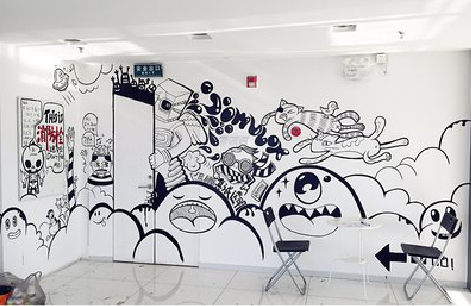  九龙手绘墙并非传统涂鸦。